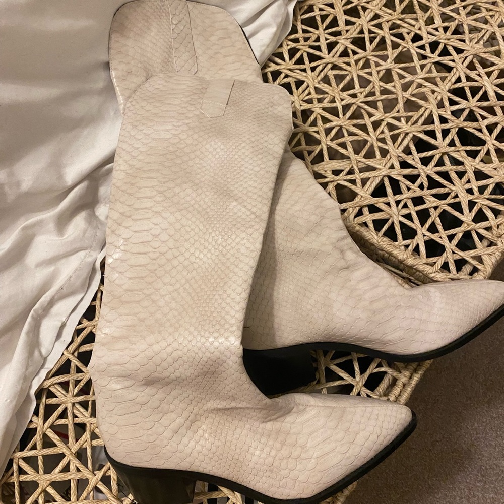 Snake print over the knee boot